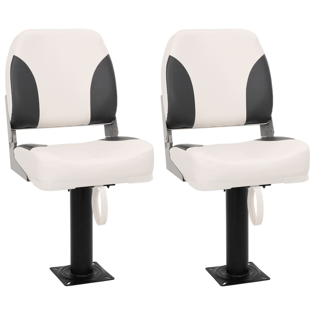 vidaXL Klappbarer Bootssitz 1 Set mit Polster in Blau-Weiß