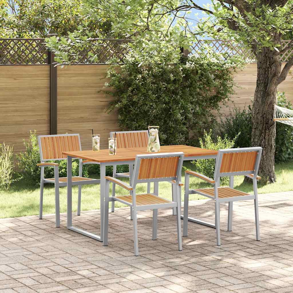 vidaXL Garten Essgruppe 5 pcs Grau Massivholz Akazie
