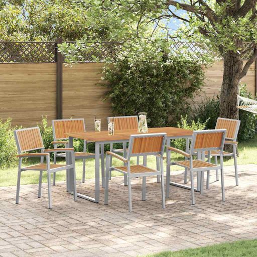 vidaXL Garten Essgruppe 5 pcs Grau Massivholz Akazie