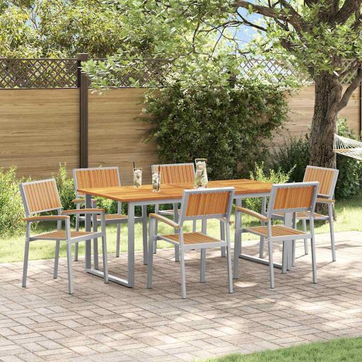 vidaXL Garten Essgruppe 5 pcs Grau Massivholz Akazie