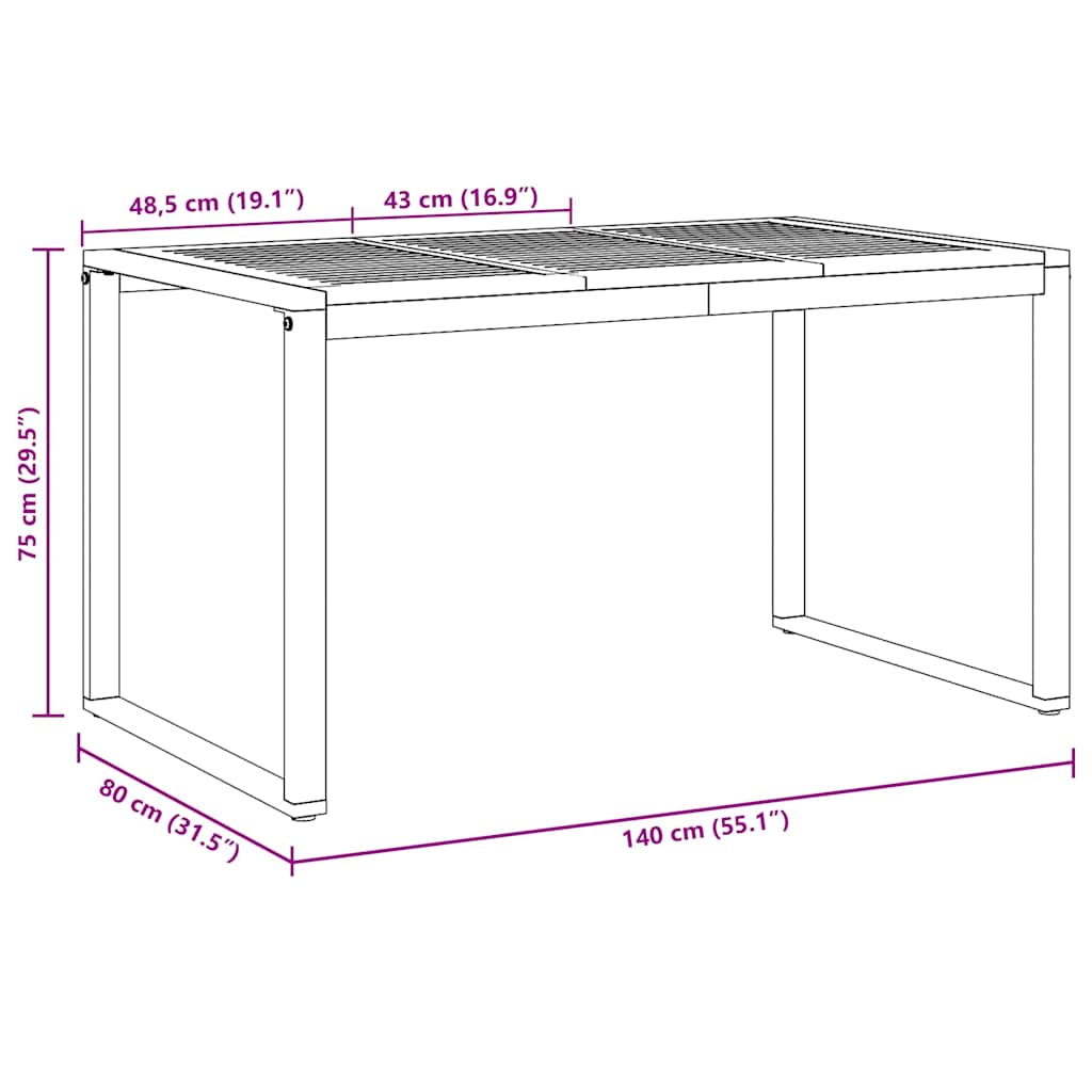 vidaXL Garten Essgruppe 5 pcs Grau Massivholz Akazie
