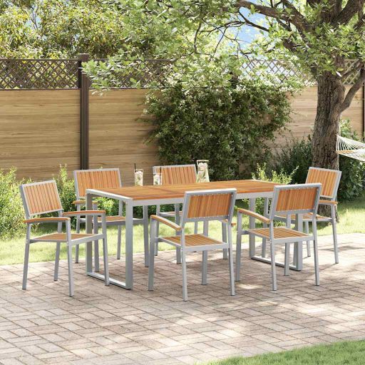 vidaXL Garten Essgruppe 5 pcs Grau Massivholz Akazie