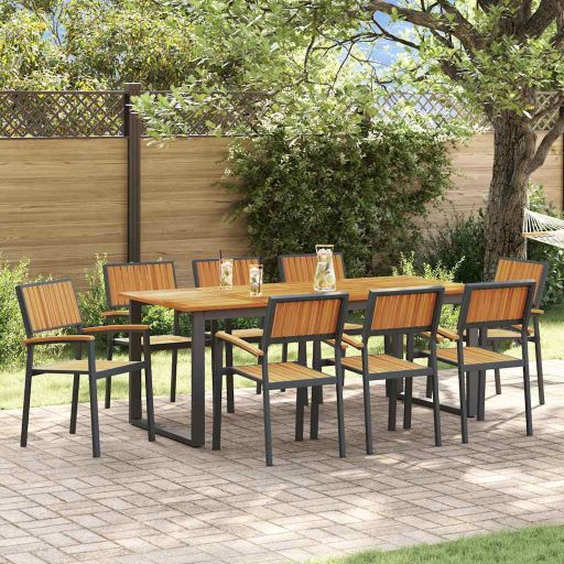 vidaXL Garten Essgruppe 5 pcs Grau Massivholz Akazie