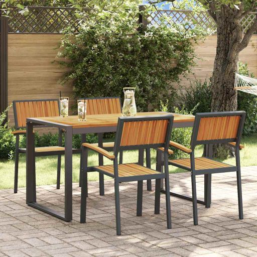 vidaXL Garten Essgruppe 5 pcs Grau Massivholz Akazie