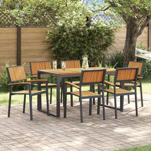 vidaXL Garten Essgruppe 5 pcs Grau Massivholz Akazie