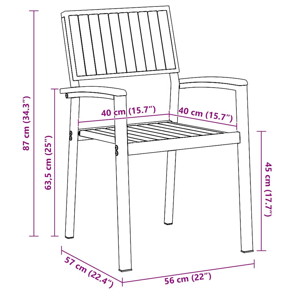 Stapelstuhl 6 pcs Braun 56 x 57 x 87 cm Massivholz Akazie