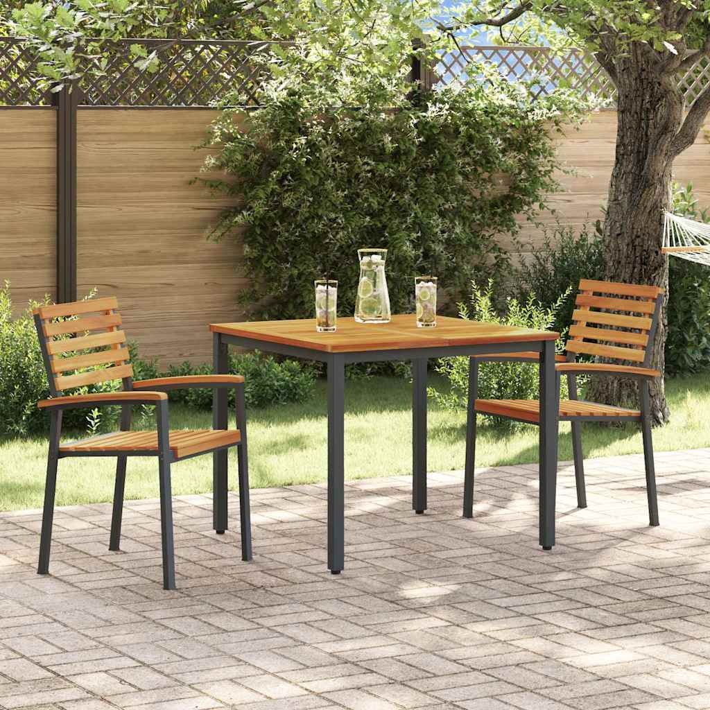 vidaXL Garten Essgruppe 3 pcs Schwarz Massivholz Akazie