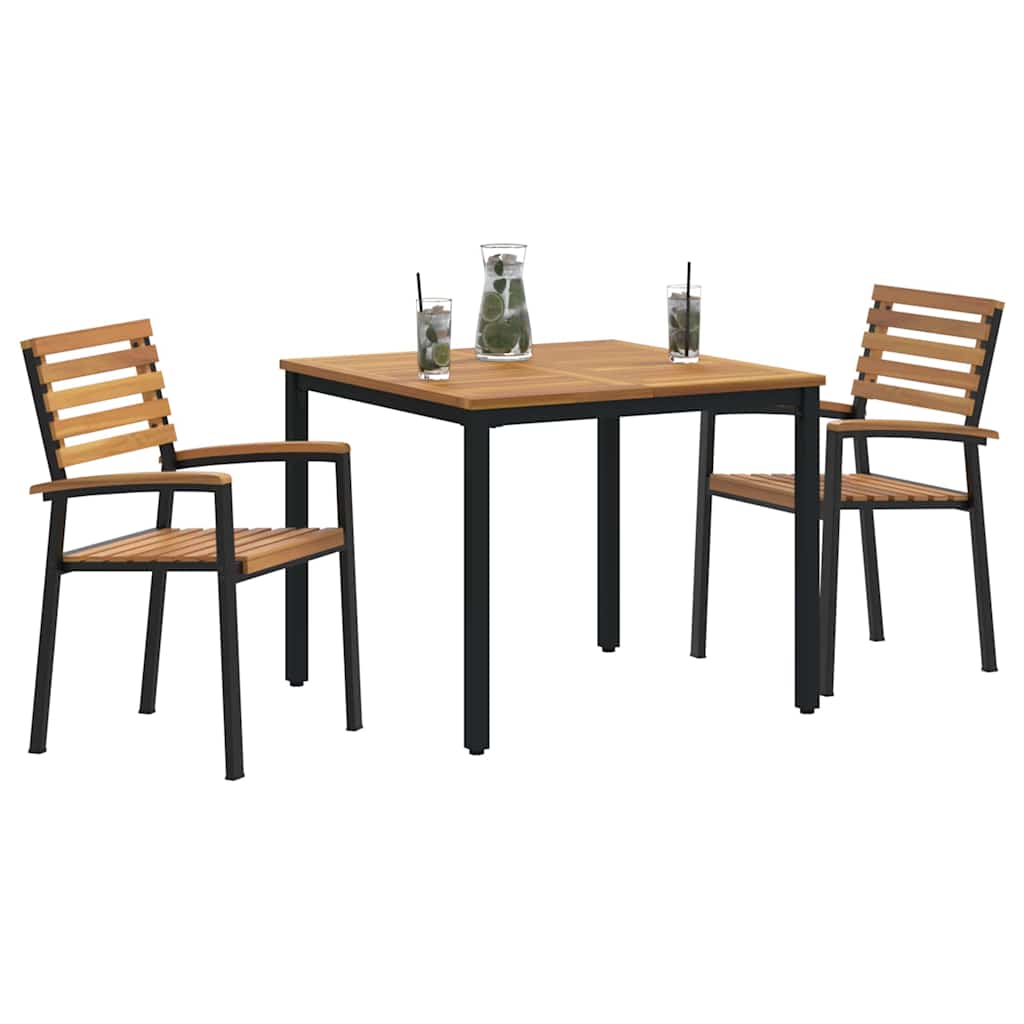 vidaXL Garten Essgruppe 3 pcs Schwarz Massivholz Akazie