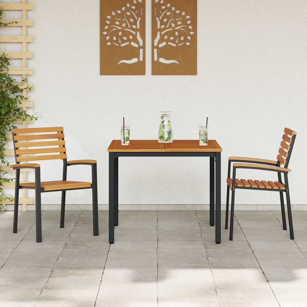 vidaXL Garten Essgruppe 3 pcs Schwarz Massivholz Akazie