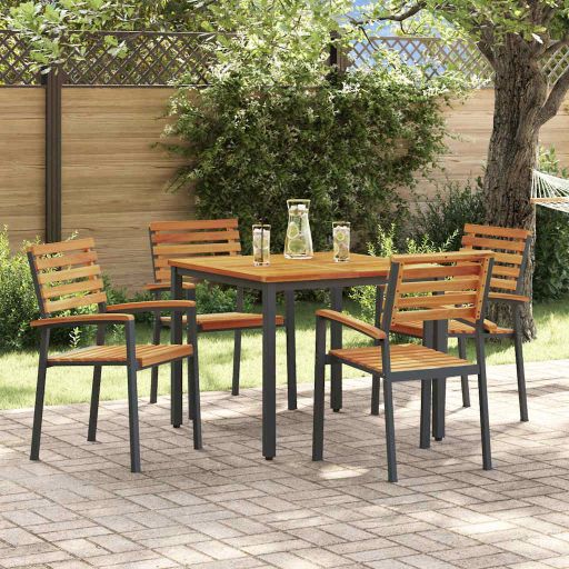 vidaXL Garten Essgruppe 3 pcs Schwarz Massivholz Akazie