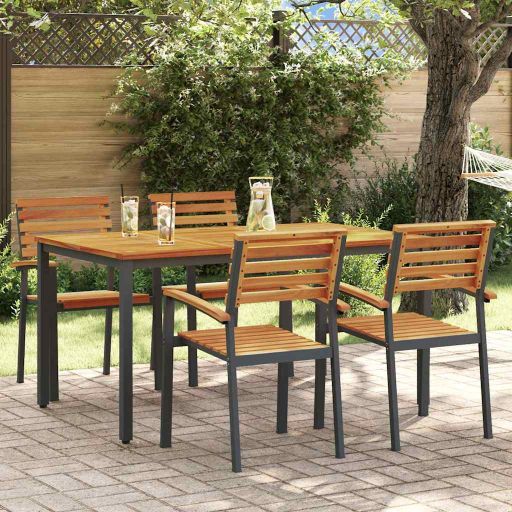 vidaXL Garten Essgruppe 3 pcs Schwarz Massivholz Akazie