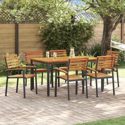 vidaXL Garten Essgruppe 3 pcs Schwarz Massivholz Akazie