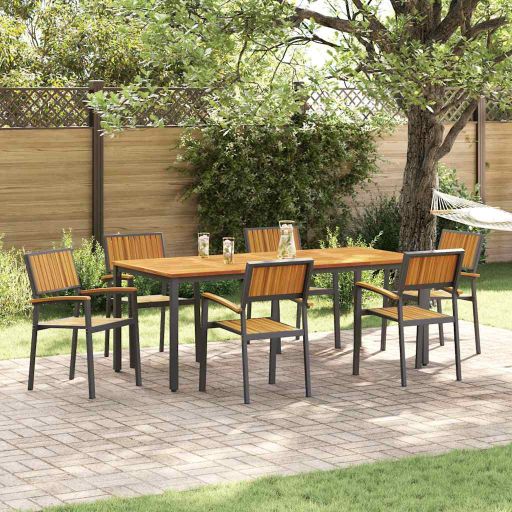vidaXL Garten Essgruppe 3 pcs Schwarz Massivholz Akazie