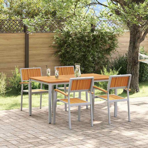 vidaXL Garten Essgruppe 3 pcs Schwarz Massivholz Akazie