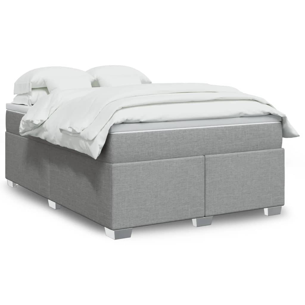 Boxspringbett mit Matratze Hellgrau 80x200 cm Stoff