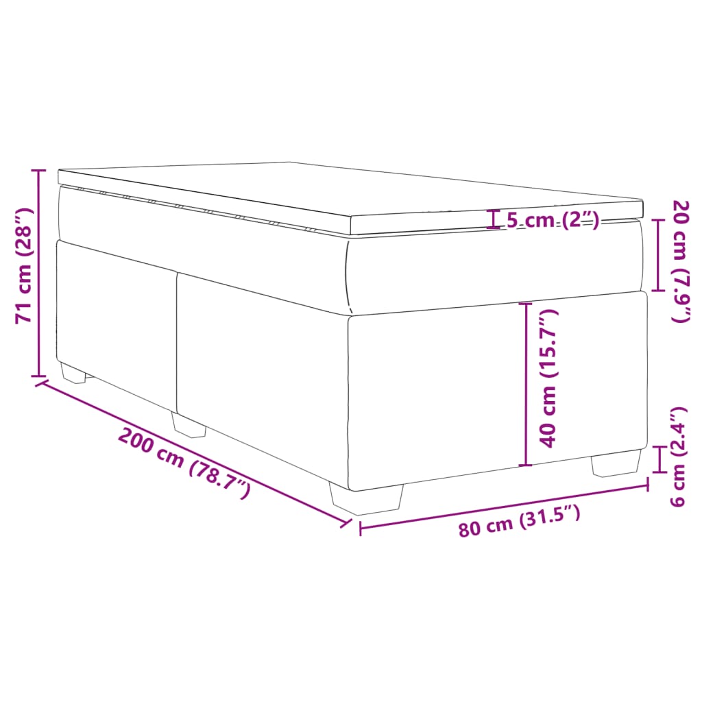 Boxspringbett mit Matratze Schwarz 80x200 cm Kunstleder