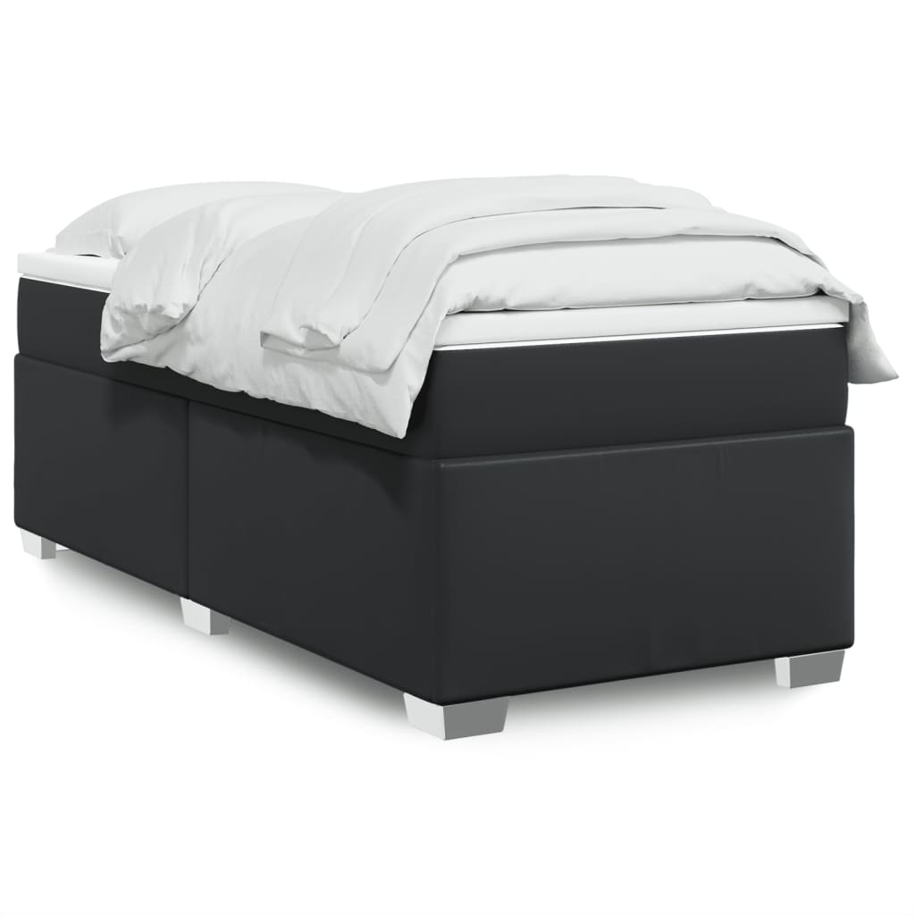 Boxspringbett mit Matratze Schwarz 80x200 cm Kunstleder