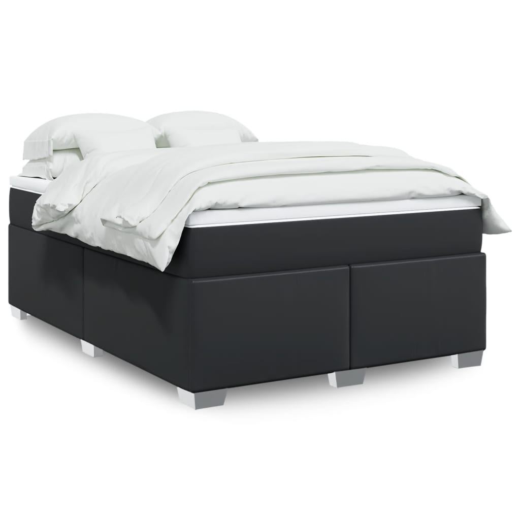 Boxspringbett mit Matratze Schwarz 80x200 cm Kunstleder