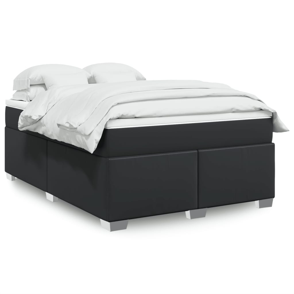 Boxspringbett mit Matratze Schwarz 80x200 cm Kunstleder