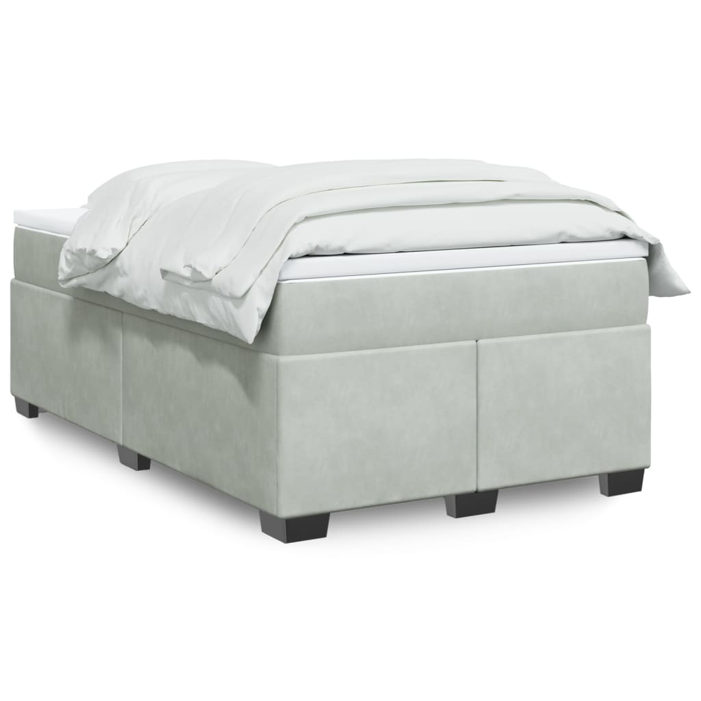 Boxspringbett mit Matratze Hellgrau 80x200 cm Samt