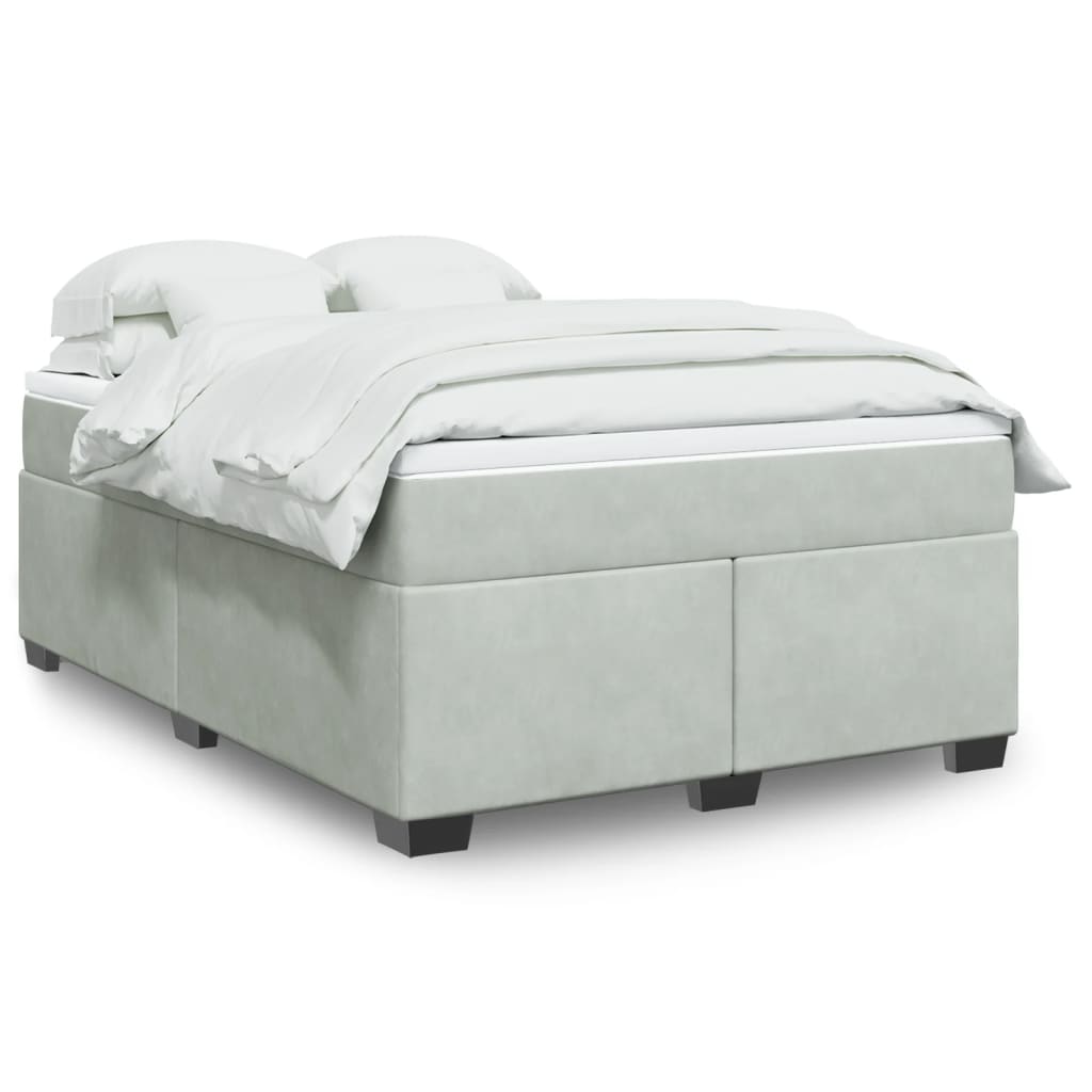 Boxspringbett mit Matratze Hellgrau 80x200 cm Samt