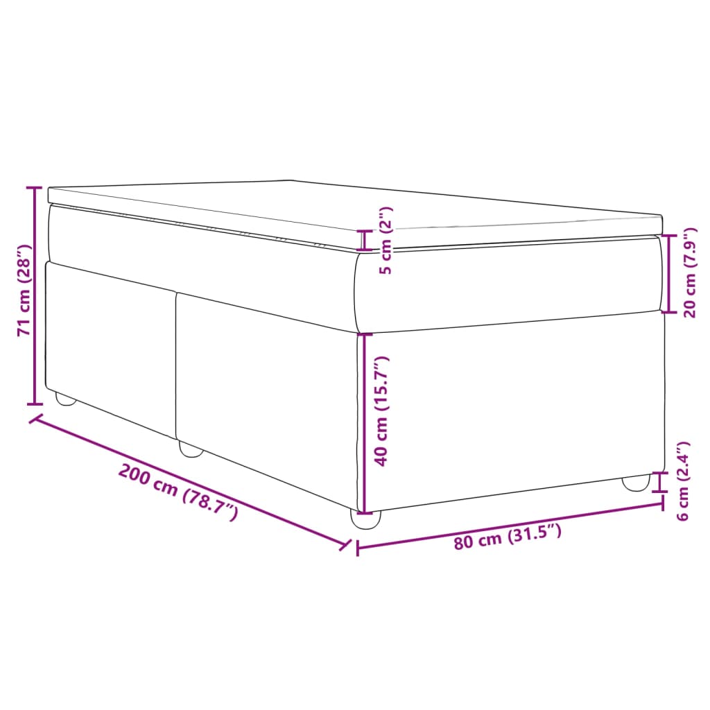 Boxspringbett mit Matratze Hellgrau 80x200 cm Stoff