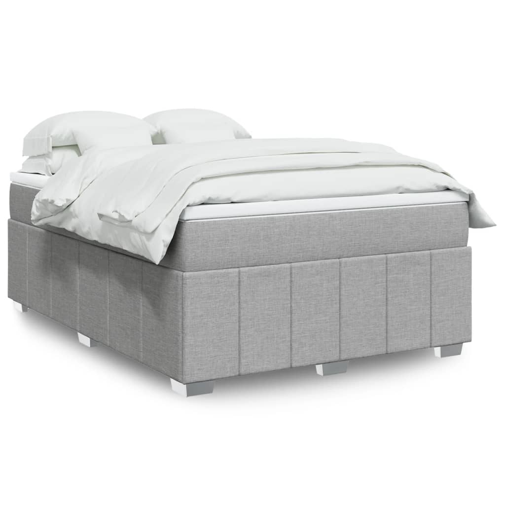 Boxspringbett mit Matratze Hellgrau 80x200 cm Stoff