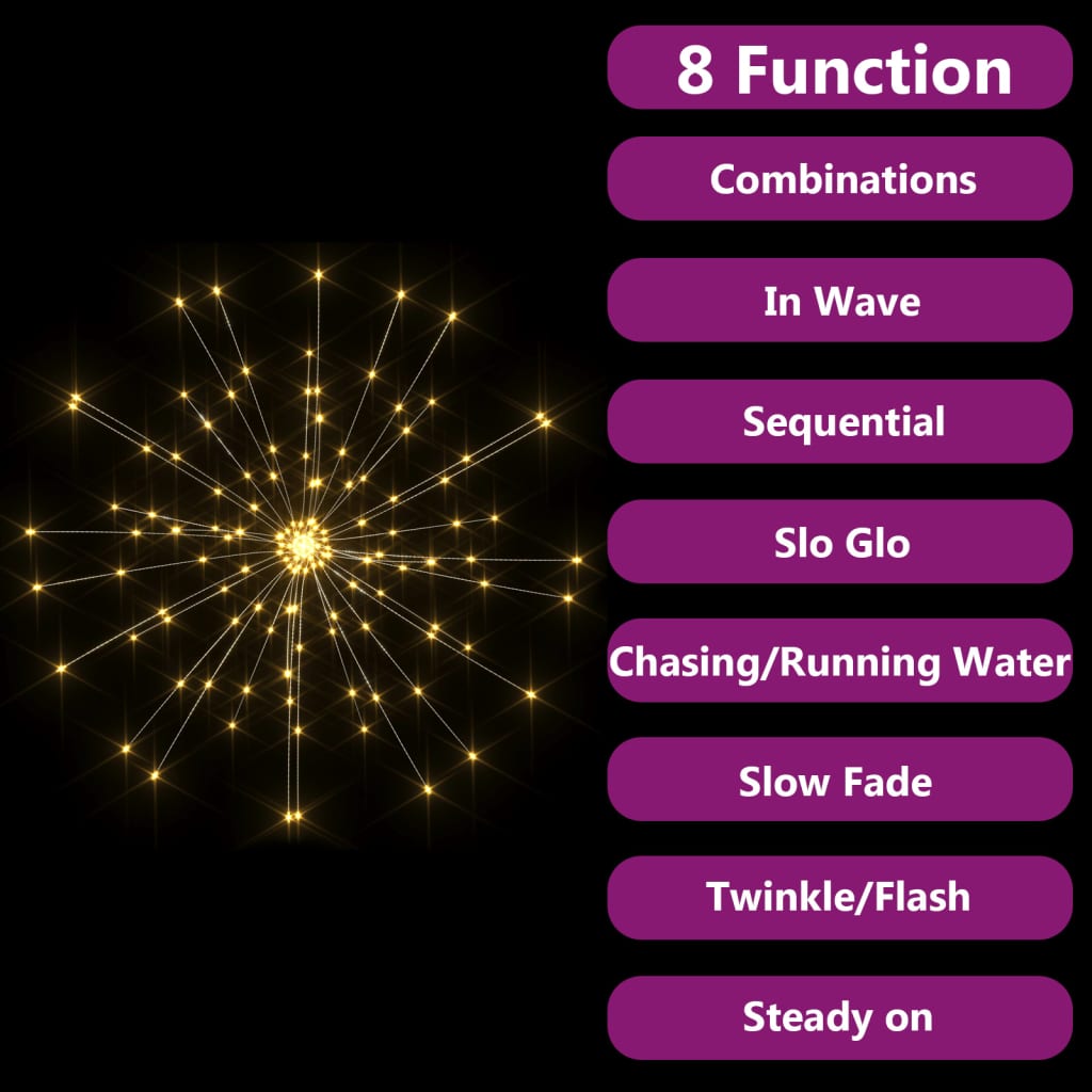 vidaXL Feuerwerkslicht Weihnachtsdeko Warmweiß 20 cm 140 LEDs