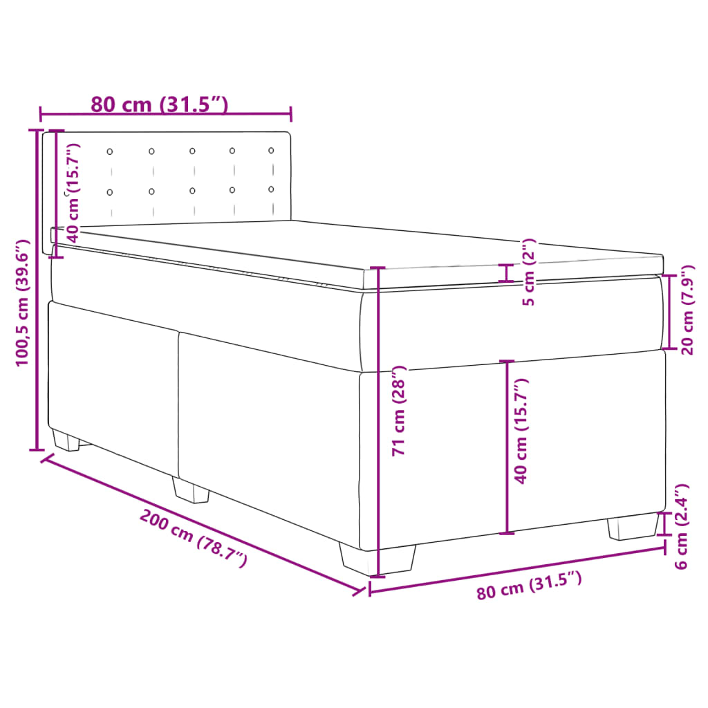 Boxspringbett mit Matratze Schwarz 80x200 cm Kunstleder