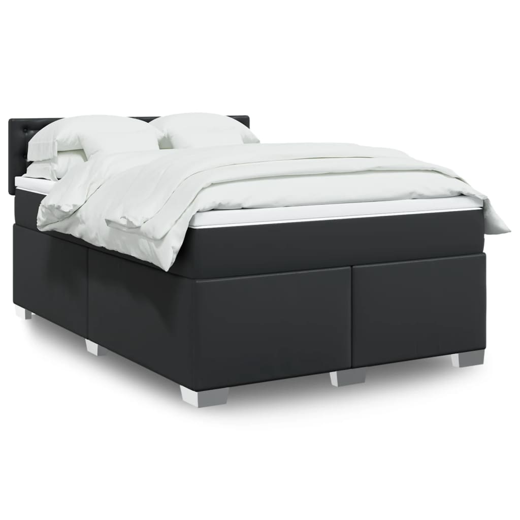 Boxspringbett mit Matratze Schwarz 80x200 cm Kunstleder