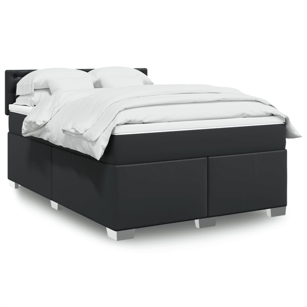 Boxspringbett mit Matratze Schwarz 80x200 cm Kunstleder