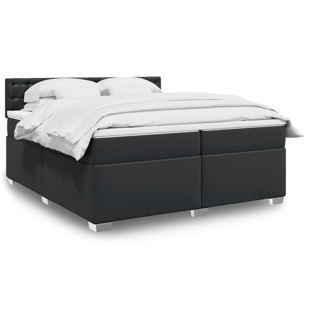 Boxspringbett mit Matratze Schwarz 80x200 cm Kunstleder