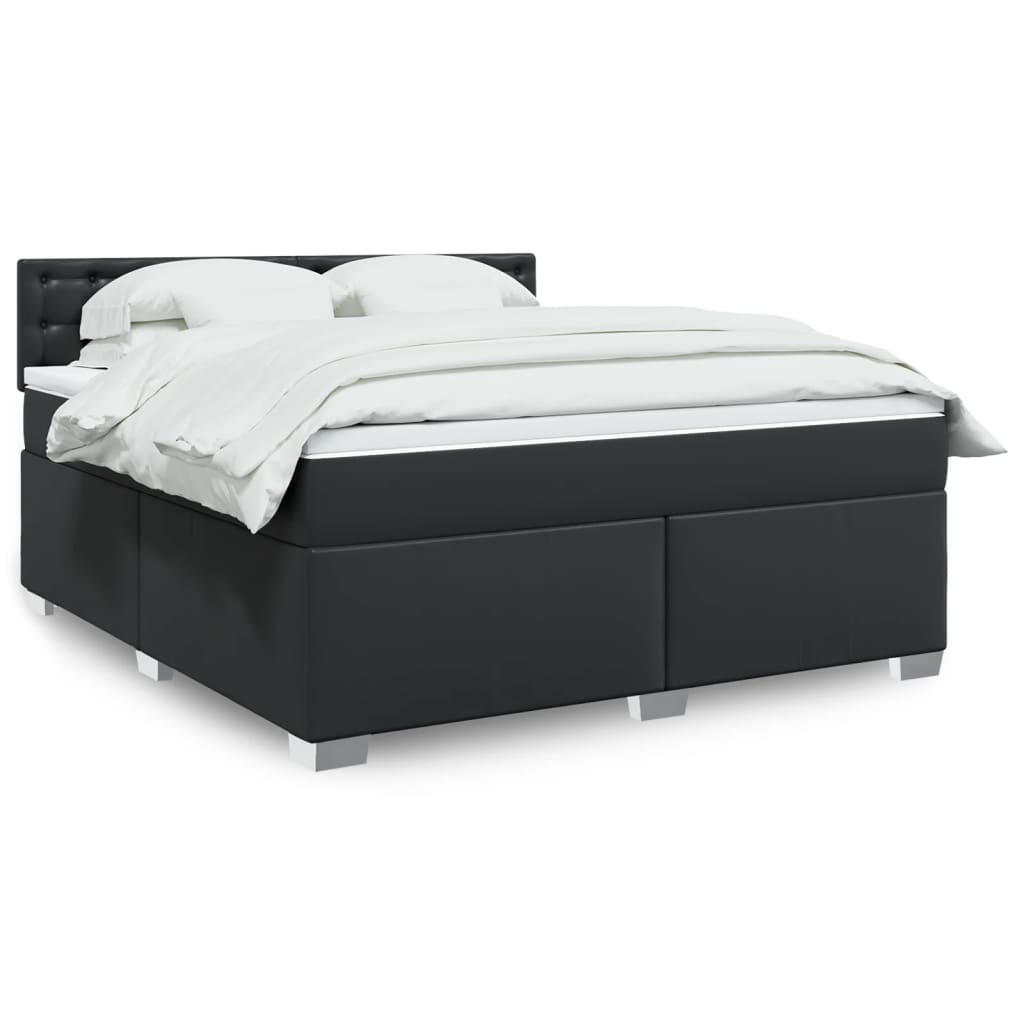 Boxspringbett mit Matratze Schwarz 80x200 cm Kunstleder