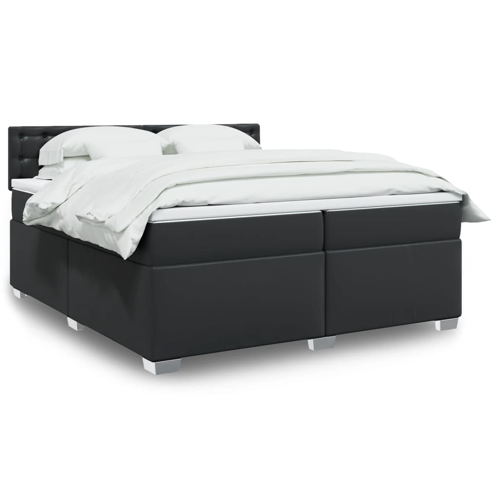 Boxspringbett mit Matratze Schwarz 80x200 cm Kunstleder