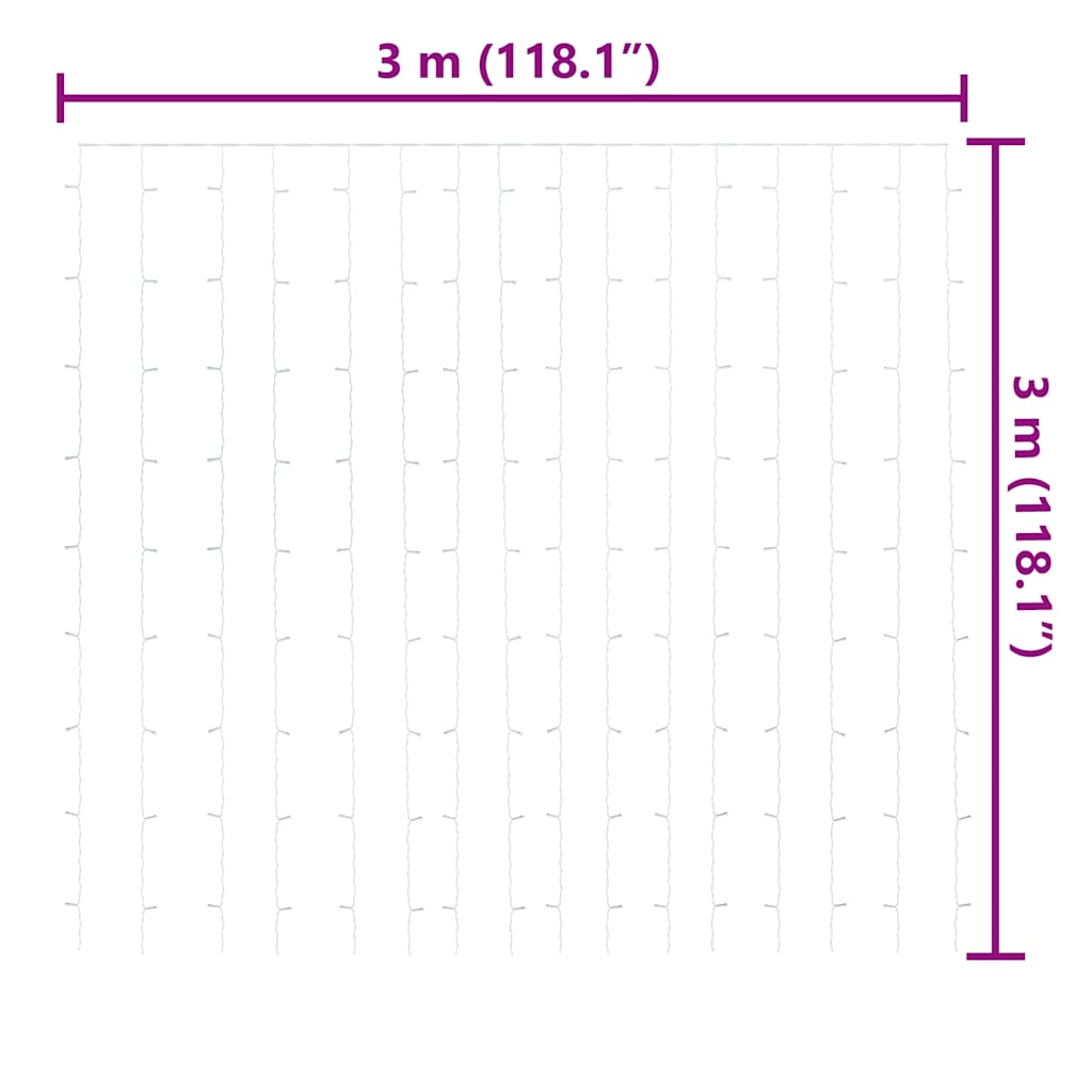 vidaXL LED-Lichtervorhang 3x3 m 300 LED Warmweiß 8 Funktionen