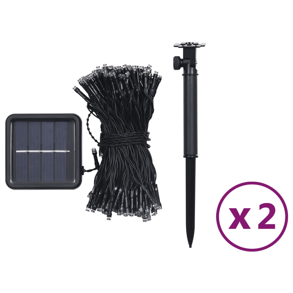 vidaXL Solar-Lichterkette 2 Stk. 2x200 LED Warmweiß Innen Außen