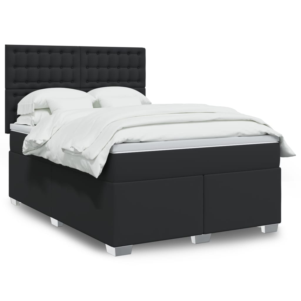 Boxspringbett mit Matratze Schwarz 80x200 cm Kunstleder