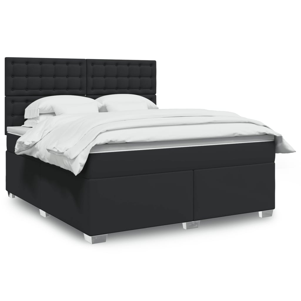 Boxspringbett mit Matratze Schwarz 80x200 cm Kunstleder