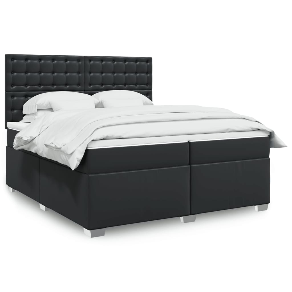 Boxspringbett mit Matratze Schwarz 80x200 cm Kunstleder