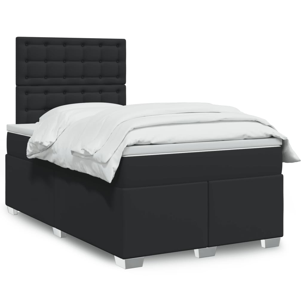 Boxspringbett mit Matratze Schwarz 80x200 cm Kunstleder