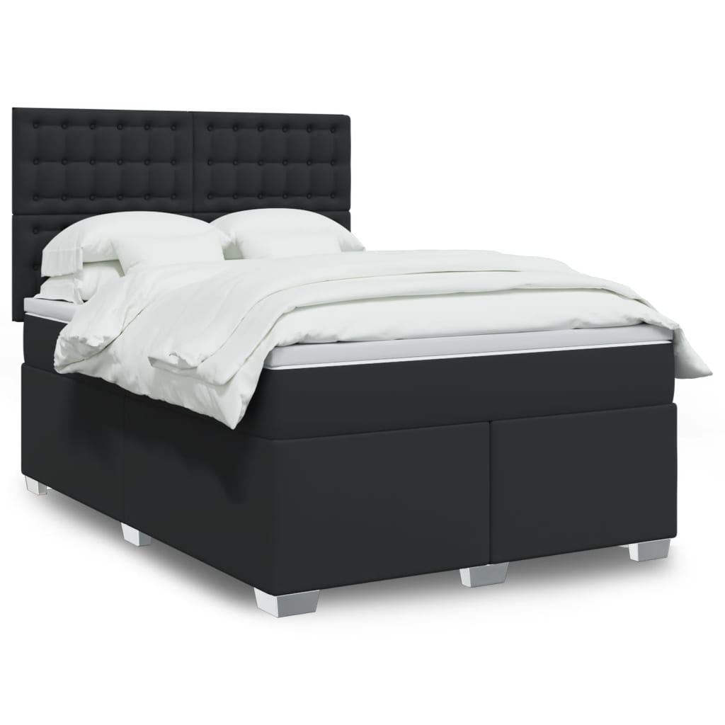 Boxspringbett mit Matratze Schwarz 80x200 cm Kunstleder