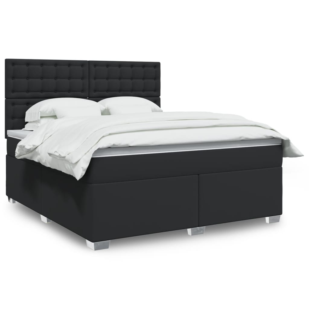 Boxspringbett mit Matratze Schwarz 80x200 cm Kunstleder