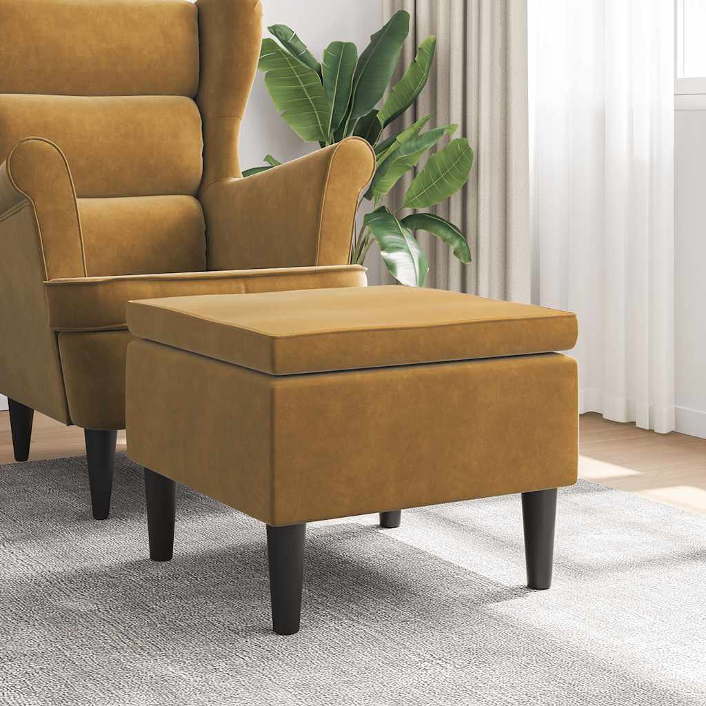 vidaXL Hocker mit Holzbeinen Blau Samt