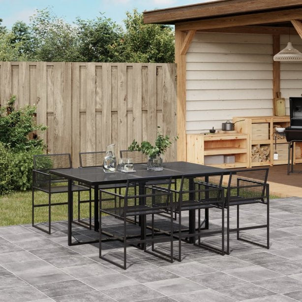 5-tlg. Garten-Essgruppe Schwarz Poly Rattan
