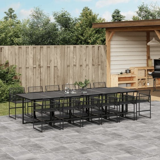 5-tlg. Garten-Essgruppe Schwarz Poly Rattan