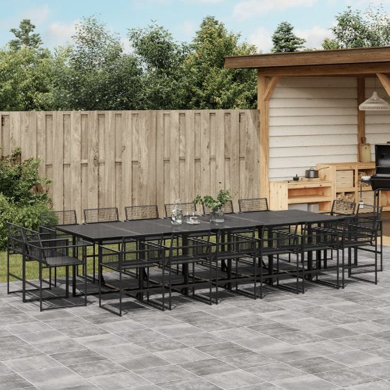 9-tlg. Garten-Essgruppe Schwarz Poly Rattan