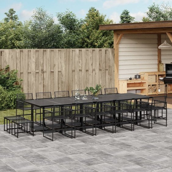 9-tlg. Garten-Essgruppe Schwarz Poly Rattan