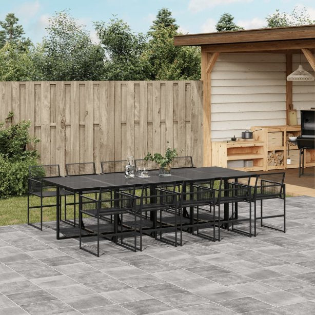 5-tlg. Garten-Essgruppe Schwarz Poly Rattan