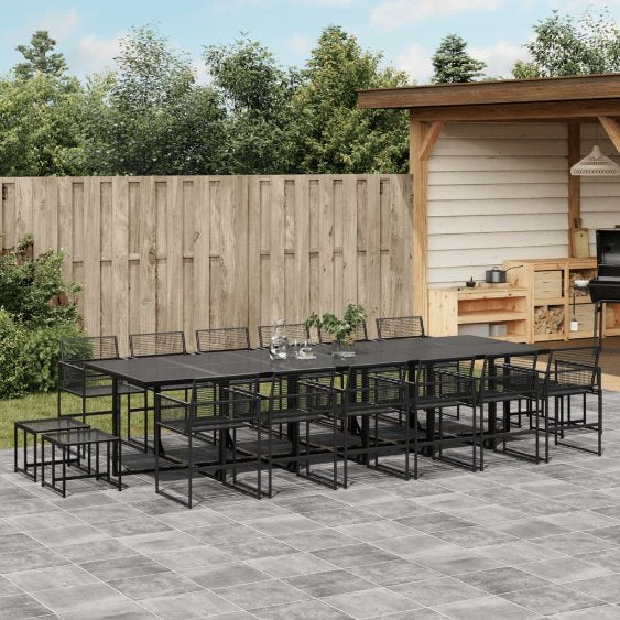 9-tlg. Garten-Essgruppe Schwarz Poly Rattan