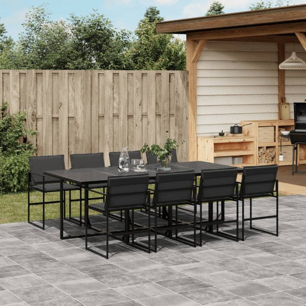 5-tlg. Garten-Essgruppe mit Kissen Schwarz Textilene